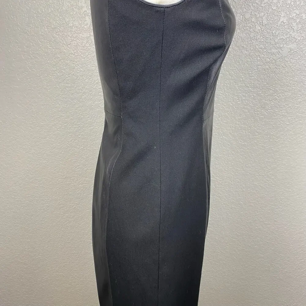 Banana Republic Black Sheath Midi Dress V-Neck Sleeveless - Picture 3 of 14